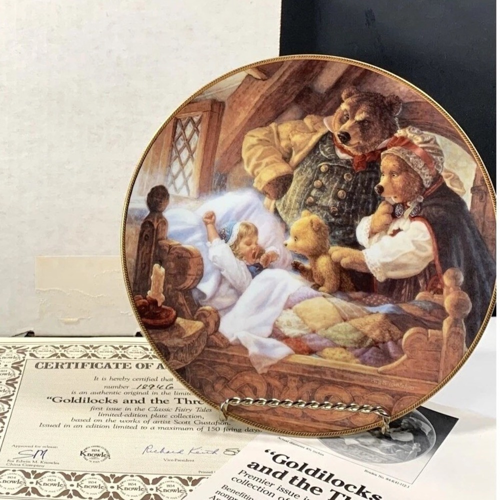 Edwin M Knowles Goldilocks Three Bears Plate # 1894G Classic Fairy Tales COA '91